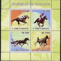 St Thomas & Prince Islands 2008 Horse Racing perf sheetlet containing 4 values unmounted mint