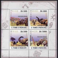 St Thomas & Prince Islands 2008 Elephants perf sheetlet containing 4 values unmounted mint