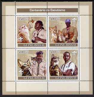 Guinea - Bissau 2007 Centenary of Scouting & Cats perf sheetlet containing 4 values unmounted mint