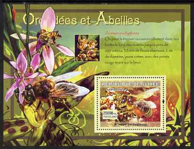 Guinea - Conakry 2007 Orchids & Bees perf souvenir sheet #1 unmounted mint Yv 531