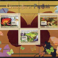 Guinea - Conakry 2007 Frogs & Butterflies perf sheetlet containing 3 values unmounted mint Yv 2933-35