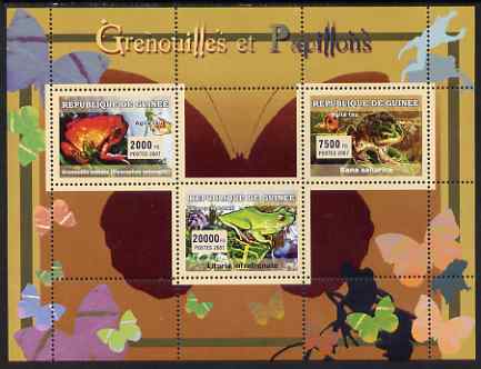 Guinea - Conakry 2007 Frogs & Butterflies perf sheetlet containing 3 values unmounted mint Yv 2933-35