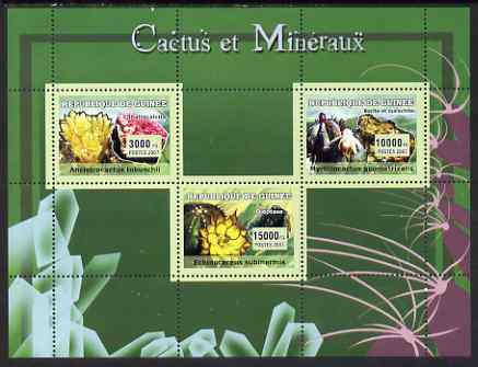 Guinea - Conakry 2007 Cacti & Minerals perf sheetlet containing 3 values unmounted mint Yv 2948-50