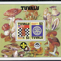 Tuvalu 1986 Events perf m/sheet showing Chess, Rotary, Scout Anniversary with decoative border (Fungi) unmounted mint as SG MS 376