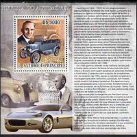 St Thomas & Prince Islands 2007 History of Cars - Henry Ford perf deluxe s/sheet containing 1 value unmounted mint