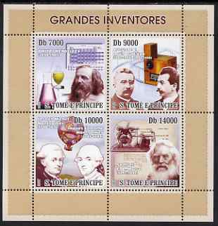 St Thomas & Prince Islands 2007 Great Inventors perf sheetlet containing 4 values unmounted mint