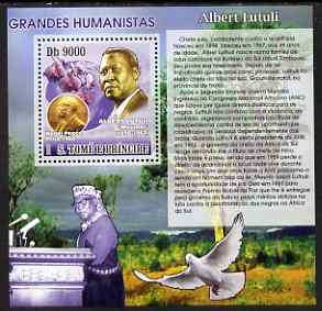 St Thomas & Prince Islands 2007 Great Humanitarians - Albert Lutuli perf deluxe s/sheet containing 1 value unmounted mint