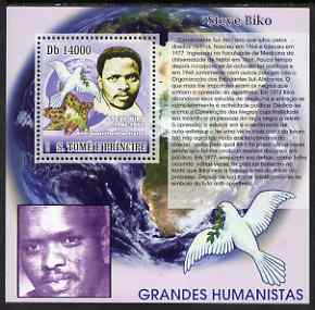 St Thomas & Prince Islands 2007 Great Humanitarians - Steve Biko perf deluxe s/sheet containing 1 value unmounted mint