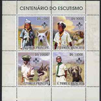 St Thomas & Prince Islands 2007 Scout Centenary & Dogs perf sheetlet containing 4 values unmounted mint