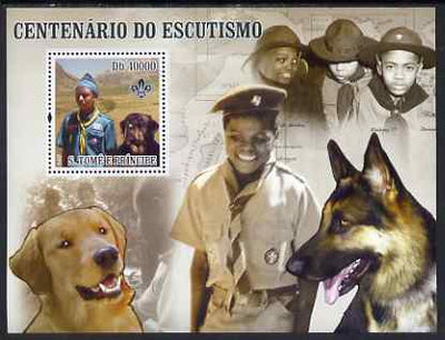 St Thomas & Prince Islands 2007 Scout Centenary & Dogs perf s/sheet containing 1 value unmounted mint