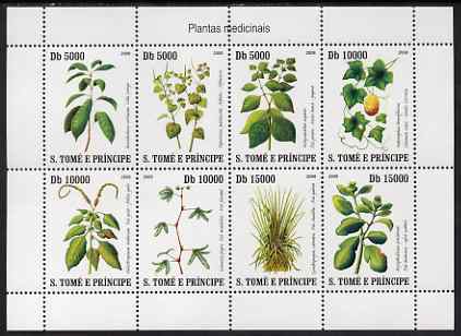 St Thomas & Prince Islands 2007 Medicinal Plants perf sheetlet containing 8 values unmounted mint