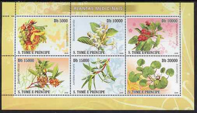 St Thomas & Prince Islands 2008 Medicinal Plants perf sheetlet containing 6 values unmounted mint