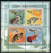 St Thomas & Prince Islands 2008 Frogs perf sheetlet containing 4 values unmounted mint