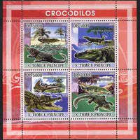 St Thomas & Prince Islands 2008 Crocodiles perf sheetlet containing 4 values unmounted mint