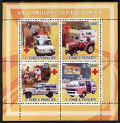 St Thomas & Prince Islands 2008 Ambulances of Africa - Red Cross perf sheetlet containing 4 values unmounted mint