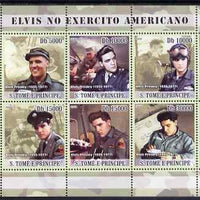 St Thomas & Prince Islands 2008 Elvis in the Army perf sheetlet containing 6 values unmounted mint