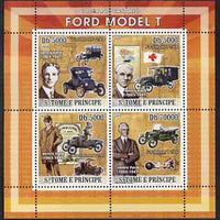 St Thomas & Prince Islands 2008 Centenary of the Model T Ford perf sheetlet containing 4 values unmounted mint