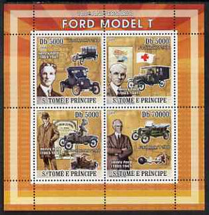 St Thomas & Prince Islands 2008 Centenary of the Model T Ford perf sheetlet containing 4 values unmounted mint