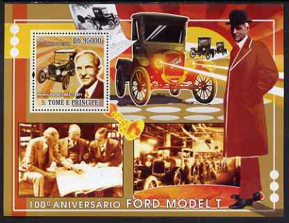 St Thomas & Prince Islands 2008 Centenary of the Model T Ford perf s/sheet containing 1 value unmounted mint