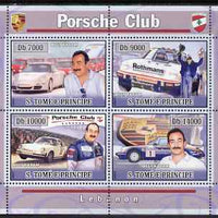 St Thomas & Prince Islands 2008 Porsche Club of Lebanon perf sheetlet containing 4 values unmounted mint