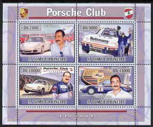 St Thomas & Prince Islands 2008 Porsche Club of Lebanon perf sheetlet containing 4 values unmounted mint