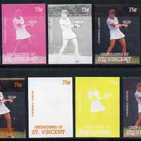 St Vincent - Grenadines 1988 International Tennis Players 75c Wendy Turnbull - the set of 9 imperf progressive proofs comprising the 5 individual colours plus 2, 3, 4 & all 5-colour composites, unmounted mint, as SG 584