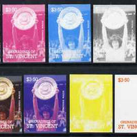 St Vincent - Grenadines 1988 International Tennis Players $3.50 Virginia Wade - the set of 9 imperf progressive proofs comprising the 5 individual colours plus 2, 3, 4 & all 5-colour composites, unmounted mint, as SG 589