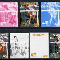 St Vincent 1987 International Tennis Players 60c Yannick Noah - the set of 9 imperf progressive proofs comprising the 5 individual colours plus 2, 3, 4 & all 5-colour composites, unmounted mint, as SG 1058