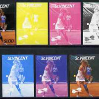 St Vincent 1987 International Tennis Players $1 Chris Evert - the set of 7 imperf progressive proofs comprising the 4 individual colours plus 2, 3 & all 4-colour composites, unmounted mint, as SG 1060