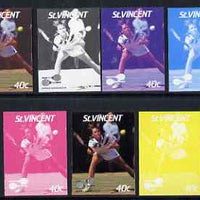 St Vincent 1987 International Tennis Players 40c Hanna Mandikova - the set of 7 imperf progressive proofs comprising the 4 individual colours plus 2, 3 & all 4-colour composites, unmounted mint, as SG 1057