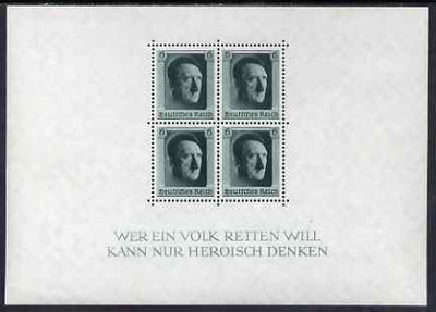 Germany 1937 Hitler's Culture Fund perf m/sheet unmounted mint but minor wrinkles SG MS635