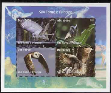 St Thomas & Prince Islands 2005 Owls perf sheetlet containing 4 values unmounted mint. Note this item is privately produced and is offered purely on its thematic appeal