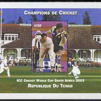 Chad 2002 Cricket World Cup perf m/sheet #8 showing Wasim Akram unmounted mint. Note this item is privately produced and is offered purely on its thematic appeal.