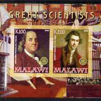 Malawi 2008 Great Scientists #8 - Franklin & Banks imperf sheetlet containing 2 values each with Rotary logo, unmounted mint