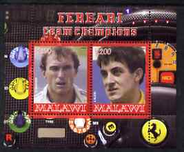 Malawi 2008 Ferrari Team Formula 1 Champions #2 - Berger & Alesi perf sheetlet containing 2 values unmounted mint