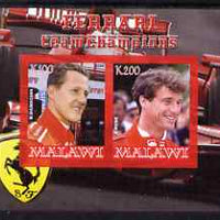 Malawi 2008 Ferrari Team Formula 1 Champions #3 - Schumacher & Irvine imperf sheetlet containing 2 values unmounted mint