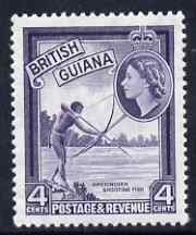 British Guiana 1954-63 Shooting Fish 4c deep violet De La Rue printing unmounted mint, SG 334ab