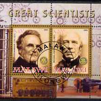 Malawi 2008 Great Scientists #4 - Babbage & Faraday perf sheetlet containing 2 values each with Rotary logo, fine cto used