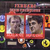 Malawi 2008 Ferrari Team Formula 1 Champions #2 - Berger & Alesi perf sheetlet containing 2 values fine cto used