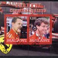 Malawi 2008 Ferrari Team Formula 1 Champions #3 - Schumacher & Irvine perf sheetlet containing 2 values fine cto used