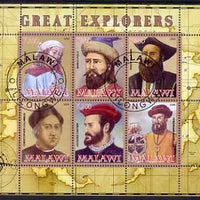 Malawi 2008 Great Explorers #1 perf sheetlet containing 6 values fine cto used