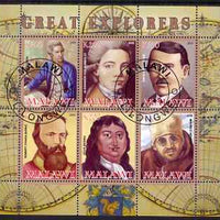 Malawi 2008 Great Explorers #2 perf sheetlet containing 6 values fine cto used