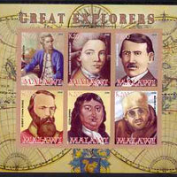 Malawi 2008 Great Explorers #2 imperf sheetlet containing 6 values unmounted mint