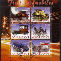 Malawi 2008 First Automobiles perf sheetlet containing 6 values fine cto used