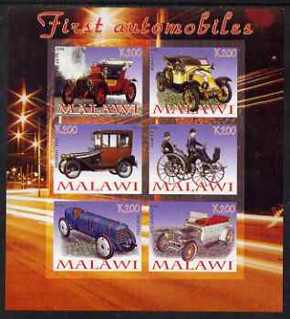 Malawi 2008 First Automobiles imperf sheetlet containing 6 values unmounted mint