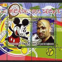 Djibouti 2008 Disney & World of Sport - Tennis & Andre Agassi perf sheetlet containing 2 values fine cto used