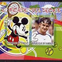 Djibouti 2008 Disney & World of Sport - Tennis & Roger Federer imperf sheetlet containing 2 values unmounted mint