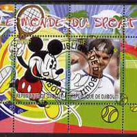 Djibouti 2008 Disney & World of Sport - Tennis & Roger Federer perf sheetlet containing 2 values fine cto used