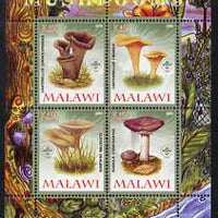 Malawi 2008 Fungi #4 perf sheetlet containing 4 values, each with Scout logo unmounted mint