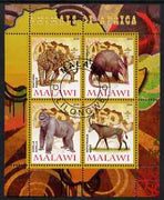 Malawi 2008 Animals of Africa #2 perf sheetlet containing 4 values, each with Scout logo fine cto used